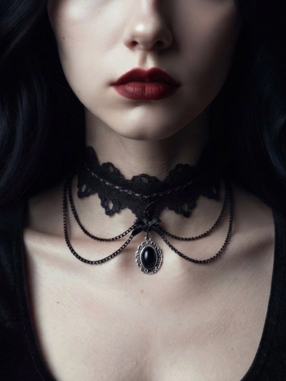 Hand Crafted Gothic Black Lace Choker